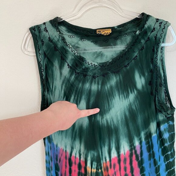 In Gear Loose Brightly Colored Tie Dye Umbrella Swing Dress - Picture 6 of 9